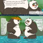  anthro ari_guardian balls black_body black_fur blush bulge butt clothing comic comparing comparing_penis dreamworks duo embarrassed english_text eyes_closed father father_and_child father_and_son flaccid fur genitals giant_panda green_eyes hat headgear headwear hi_res incest_(lore) kung_fu_panda li_shan_(kung_fu_panda) male male/male mammal master_po_ping moobs nipples overweight overweight_male parent parent_and_child penis son text ursid water wet white_body white_fur 