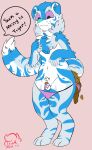  absurd_res anthro chastity_cage chastity_device clothing feces felid girly girly_clothing hi_res humiliation kodak male mammal pantherine panties pooping scat soiling_panties solo speech_bubble tiger underwear zadirtybish 