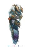  ambiguous_gender being_held blue_eyes capcom claws digital_media_(artwork) fanged_wyvern feral hi_res horn monster_hunter simple_background video_games white_background xezeno zinogre 