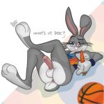  1:1 2021 3_toes 4_fingers anthro anus backsack ball balls basketball basketball_(ball) basketball_clothing basketball_jersey basketball_uniform bedroom_eyes big_feet bodily_fluids bugs_bunny butt carrot clothed clothing cum cum_on_penis cum_string dripping erection eyebrows feet fingers food foot_focus fur genital_fluids genitals glistening glistening_eyes grey_body grey_fur half-closed_eyes half_naked holding_object humanoid_genitalia humanoid_penis lagomorph leporid long_ears looney_tunes lying male mammal multicolored_body multicolored_fur multicolored_tail narrowed_eyes on_back paws penis pink_nose pink_penis plant pose precum precum_drip precum_on_penis precum_string presenting presenting_anus presenting_balls presenting_penis rabbit scut_tail seductive shadow showing_teeth showing_tongue simple_background solo solo_focus sportswear sweet.lemons teeth toes tongue tongue_out topwear uniform vegetable vein veiny_penis warner_brothers wristband 