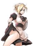  1girl annie_leonhardt blonde_hair blue_eyes kicking maid shingeki_no_kyojin simple_background solo soraao0322 white_background 