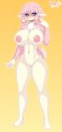  anthro audino beauty_mark blush breasts feet female genitals hair hi_res inverted_nipples navel nintendo nipples pink_hair pok&eacute;mon pok&eacute;mon_(species) pussy razplus short_hair solo video_games 