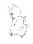 3:4 all_fours anthro anus butt capcom domestic_cat ears_up fangs felid feline felis felyne female genitals hi_res high-angle_view inviting looking_at_viewer looking_back lynian mammal monochrome monster_hunter open_mouth palico presenting presenting_anus presenting_hindquarters presenting_pussy pussy rapel simple_background solo suggestive_look suggestive_pose video_games white_background 