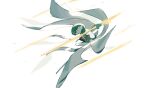  blurry colored_skin commentary_request draw_pann33 from_side gardevoir gen_3_pokemon highres holding orange_eyes pokemon pokemon_(creature) solo white_background white_skin 