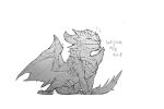  ambiguous_gender capcom claws digital_media_(artwork) dragon feral hi_res horn membrane_(anatomy) membranous_wings monochrome monster_hunter scales scalie simple_background smile solo spines standing video_games western_dragon white_background wings xezeno 