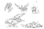  ambiguous_gender capcom claws digital_media_(artwork) dragon feral hi_res horn membrane_(anatomy) membranous_wings monochrome monster_hunter scales scalie simple_background spines video_games western_dragon white_background wings xezeno 