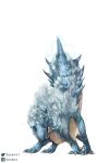  amber_eyes ambiguous_gender blue_body blue_scales capcom claws digital_media_(artwork) electricity fanged_wyvern feral hi_res monster_hunter scales simple_background solo tobi-kadachi video_games white_background xezeno 