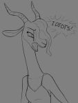  2021 antelope anthro bovid clothed clothing disney female gazelle gazelle_(zootopia) grey_background hair horn mammal monochrome open_mouth simple_background solo tggeko zootopia 