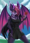  absurd_res anthro dragon female hi_res looking_at_viewer minidress nebula_(nanoi) rose_(disambiguation) seductive smiling_at_viewer solo tocixdfurry 