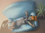  aki_de-volfs.ar anthro domestic_cat felid feline felis female furniture mammal mika_the_cat morning nude sofa solo 