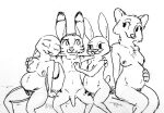  anthro canid canine clothed clothing disney duo ear_markings facial_markings facial_tuft female fox fur head_markings jack_savage judy_hopps lagomorph leporid male male/female mammal markings monochrome nude pregnant rabbit simple_background skye_(zootopia) standing tggeko tuft violet_hopps white_background zootopia 