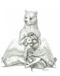  anthro baron_engel crossed_legs duo equid equine female feral fluttershy_(mlp) friendship_is_magic graphite_(artwork) harry_the_bear_(mlp) hasbro hi_res looking_at_viewer male mammal my_little_pony nude pegasus pencil_(artwork) sitting strategically_covered teddy_bear traditional_media_(artwork) ursid wings 