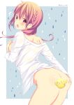  ass ass_grab bird blush bottomless braid breasts breasts_outside censored covering covering_breasts grabbing_own_ass hinako_note march-bunny pink_hair rain sakuragi_hinako shirt surprised twintails water_drop wet wet_clothes wet_shirt 
