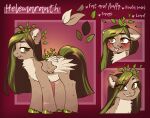  absurd_res equid equine expressions female feral fetlocks hair hair_over_eye hasbro helemaranth helemaranth_(character) hi_res leaf leaf_hair looking_back mammal model_sheet my_little_pony one_eye_obstructed pegasus plant plant_hair pseudo_hair smile solo tongue tongue_out wings 
