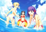  bathing fate/stay_night fate/stay_night_unlimited_blade_works matou_sakura saber swimsuits toosaka_rin 