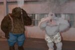  anthro ape duo gorilla haplorhine hi_res male male/male mammal primate robbyj88 smoking smoking-mist ursid 