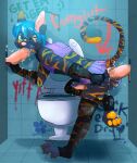  anal anal_penetration anthro bathroom bathroom_sex black_body black_fur blue_hair bodily_fluids bottomwear butt clothed clothing crop_top crossdressing cum cum_drip cum_in_ass cum_in_mouth cum_inside cum_on_arm cum_on_bottomwear cum_on_butt cum_on_clothing cum_on_face cum_on_feet cum_on_skirt digital_media_(artwork) double_penetration dripping english_text erection feet felid fellatio fur genital_fluids genitals girly girly_clothing glory_hole gloves graffiti group group_sex hair handwear hi_res humanoid_genitalia humanoid_penis kazy_(kaze87) legwear looking_back male male/male male_penetrated male_penetrating male_penetrating_male mammal markings midriff miniskirt oral orange_markings penetration penile penile_penetration penis plantigrade public public_restroom raised_tail restroom_stall s3aparty sex shirt skimpy skirt skirt_boner solo_focus spread_toes stockings text threesome toes toilet topwear 