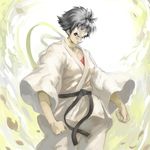  angry bad_id bad_pixiv_id black_hair choker dougi makoto_(street_fighter) ribbon_choker short_hair solo street_fighter street_fighter_iii_(series) teten wind wind_lift 