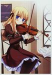  blonde_hair blue_eyes girl's_avenue highres instrument ko~cha long_sleeves megami pantyhose solo violin 