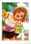  absurdres brown_eyes brown_hair copyright_request highres koutaro one-piece_tan short_hair skirt solo sweat tan tanline 