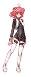  ahoge kara_(color) legs long_sleeves m.o.m.o. miniskirt pink_hair short_hair skirt solo thighhighs white_legwear xenosaga zettai_ryouiki 