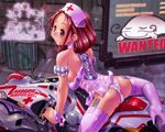  ambulance copyright_request glasses ground_vehicle motor_vehicle motorcycle nurse red_cross solo thighhighs uchuu_teiou wallpaper 