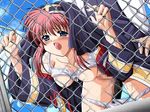  1girl against_fence bent_over blue_eyes blush bra bra_lift breasts censored chain-link_fence cloud cum cum_in_pussy day doggystyle fence game_cg hetero kantaka katsura_tomoe lingerie medium_breasts miko_miko_nurse mosaic_censoring nipples nun open_mouth outdoors panties panty_pull penis pink_hair rape sex sky solo_focus sudou_miki sweat tears underwear vaginal white_bra white_panties 