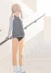  buruma closed_eyes copyright_request gym_uniform handrail kiriman_(souldeep) long_sleeves solo stairs twintails 