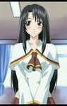  black_eyes black_hair blush long_hair long_sleeves pleated_skirt sakurai_honoka school_uniform screencap skirt solo suzuka 