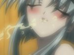  blush closed_eyes cum facial long_hair nanashi_no_shoujo open_mouth screencap silver_hair solo suika_(game) 