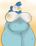  absurd_res anthro areola avian belly big_belly big_breasts big_butt bird bodily_fluids breasts butt dutch_angle fan_character female genitals hi_res invalid_tag navel nintendo nipples nude penguin piplup plantedpot pok&eacute;mon pok&eacute;mon_(species) pussy short_stack simple_background slightly_chubby solo sweat thick_thighs video_games 