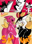  absurd_res animal_genitalia animal_penis anthro braixen canine_penis clothing comic dialogue female feral fur genitals group hat headgear headwear hi_res magic_user male male/female mostly_nude nintendo orange_body orange_fur penis pink_body pink_fur pok&eacute;mon pok&eacute;mon_(species) ponporio_(artist) red_eyes scarf scarf_only sneasel typhlosion video_games witch witch_hat yellow_eyes 