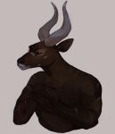  2021 antelope anthro black_eyes bovid brown_body digital_drawing_(artwork) digital_media_(artwork) horn male mammal mechanical_jaws multicolored_body muscular muscular_male solo 