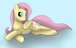  abstract_background cutie_mark equid equine female feral fluttershy_(mlp) friendship_is_magic hair hasbro horse lying mammal my_little_pony pegasus pink_hair pony shy skbld smile solo teal_eyes wings 