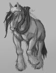  ambiguous_gender black_and_white caffeine3 digital_drawing_(artwork) digital_media_(artwork) draft_horse equid equine feral hi_res horse mammal monochrome sketch solo 