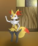  anthro black_body black_fur braixen door female fur happy hi_res inner_ear_fluff looking_at_viewer multicolored_body multicolored_fur nintendo pok&eacute;mon pok&eacute;mon_(species) red_body red_fur red_nose smile solo stick tuft video_games white_body white_fur 