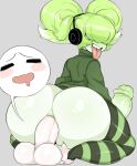  anal anal_penetration balls big_balls big_butt big_penis bottomless butt chaoz_(chaozdesignz) clothed clothing facesitting genitals ghost girly green_hair hair hair_over_eyes headphones hi_res huge_balls huge_butt huge_penis humanoid hyper hyper_balls hyper_genitalia hyper_penis legwear male male/male male_penetrated male_penetrating male_penetrating_male penetration penis sex sin-chan spirit thick_thighs thigh_highs tongue tongue_out video_games wide_hips 