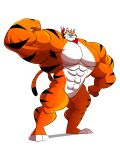  anthro biceps big_muscles black_body black_fur cel_shading digital_media_(artwork) flexing frosted_flakes fur huge_muscles hyper hyper_muscles invalid_tag kellogg&#039;s kerchief kerchief_only male mascot mostly_nude multicolored_body multicolored_fur multicolored_tail muscular muscular_anthro muscular_male neckerchief neckerchief_only orange_body orange_fur pecs shaded smile solo stripes talegas tony_the_tiger white_body white_fur 