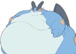  absurd_res amphibian belly blue_body bodily_fluids feral hi_res male morbidly_obese nintendo obese open_mouth overweight pok&eacute;mon pok&eacute;mon_(species) simple_background solo swampert sweat video_games white_background white_belly white_body zephy_03 
