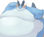  absurd_res amphibian belly blue_body blue_skin blush feral fin hi_res male morbidly_obese nintendo obese overweight pok&eacute;mon pok&eacute;mon_(species) simple_background solo swampert video_games white_belly white_body white_skin zephy_03 