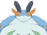  amphibian belly belly_touching blue_body blue_skin blush duo feral gills hi_res male male/male morbidly_obese nintendo obese overweight pok&eacute;mon pok&eacute;mon_(species) sceptile simple_background swampert video_games white_background white_belly white_body zephy_03 