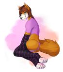  4_toes anthro blue_eyes canid canine clothed clothing feet fox girly hi_res luvini male mammal smile solo toes underwear xtheredfoxx 