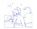  ambiguous_gender anthro bed blush breasts claws dragon duo exposed_breasts female female/ambiguous furniture hair hooves horn looking_at_another looking_at_partner looking_away macro mole_(marking) night nipples nude ponytail raised_tail simple_background tail_tuft thorn_paw tuft under_boob white_background 