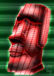  2020 absurd_res alien ambiguous_gender arkanoid doh_(arkanoid) fahadlami19 glitch green_background hi_res humanoid not_furry red_body red_skin signature simple_background waddling_head wireframe 