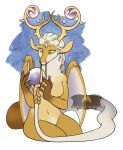  anthro artist breasts calm crystal_ball dragon flat_colours furry horn nipples nude oracle seer temrin wdg wigran 