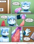  blue_body box colored comic darkmirage digital_media_(artwork) dildo english_text feral flustered genitals hi_res holding_object male masturbation penis quetzalli_(character) redoxx sex_toy solo text 