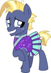  absurd_res blonde_hair blue_eyes cheerleader cheerleader_costume cheerleader_outfit cheerleading_uniform clothed clothing crossdressing equid equine freckles friendship_is_magic hair hi_res horse male mammal my_little_pony peternators pony smile solo star_tracker_(mlp) 