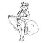  animal_crossing anthro big_tail clothed clothing clothing_lift crossdressing dress dress_lift flashing genitals hi_res maid_uniform male mammal marshal_(animal_crossing) nintendo penis rodent sciurid sexylinguini solo uniform video_games 