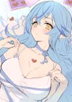  1girl blue_hair blush breasts camisole choker eyebrows_visible_through_hair haoni highres hololive large_breasts long_hair lying multicolored_hair on_back parted_lips pointy_ears ribbon_choker sketch solo streaked_hair upper_body virtual_youtuber yellow_eyes yukihana_lamy 