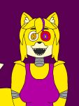  anthro canid canine female fox fur humanoid looking_at_viewer machine mammal marcy_(vanads) red_eyes robot smiling_at_viewer solo vanads yellow_body yellow_fur 